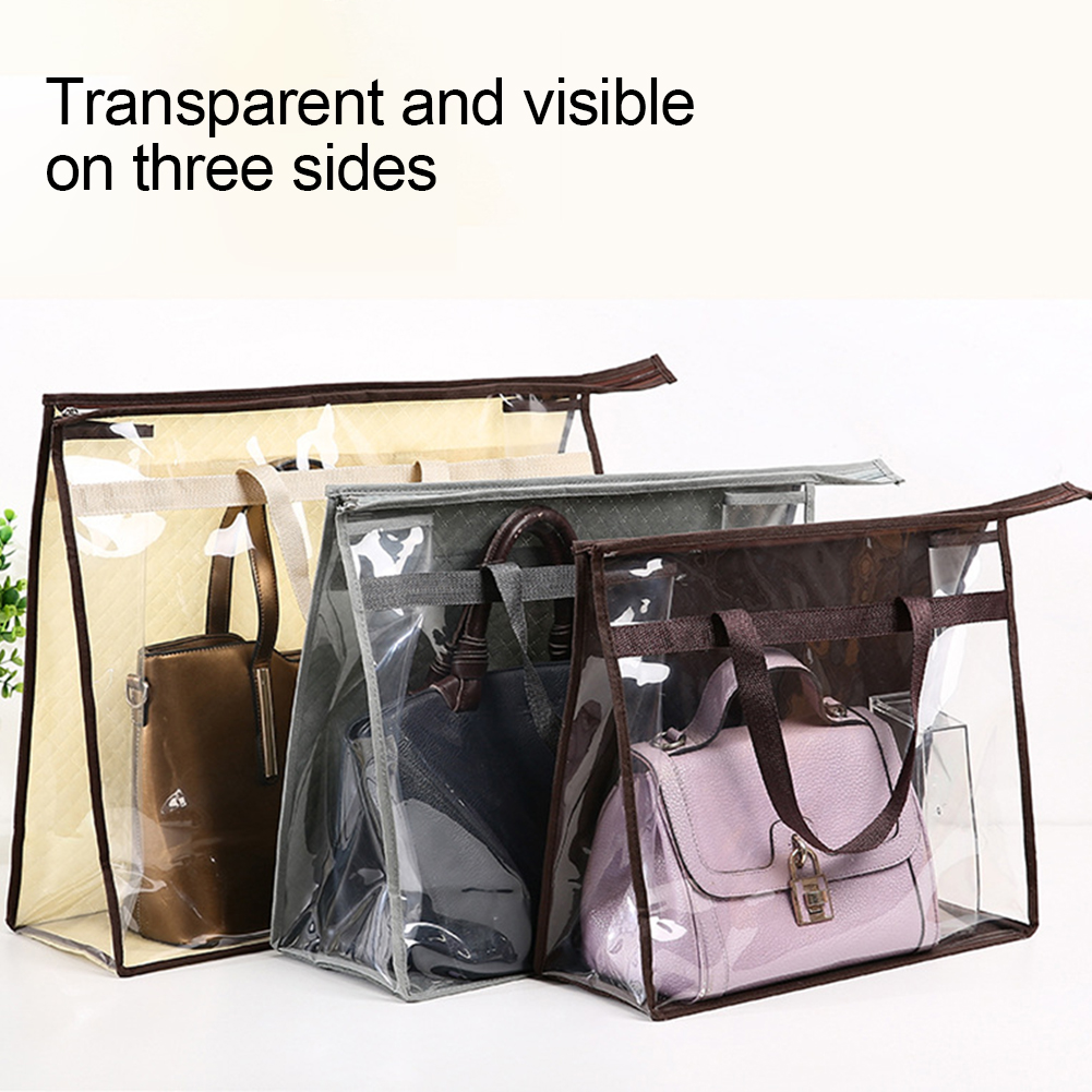 Handbags Organizer Non-Woven Fabric Clear Purse Handbag Storage Bag Pouches Clear Purse Hanging Organizer Closet Transparent Dustproof Large Capacity